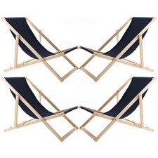 Chaises longues universelles Woodok ensemble de 4 bleu foncé pliables bois