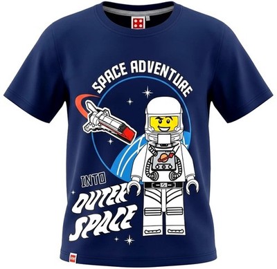 LEGO CITY 110 T- SHIRT BLAU SPACE ASTRONAUT WELTRAUM RAKETE PLANETEN GALAXIE NEU