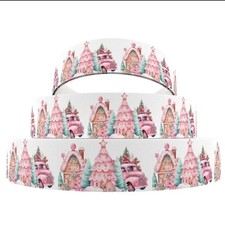 1.5" 1 yard Christmas Tree Pink Truck Gingerbread Grosgrain Ribbon 1258382