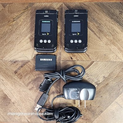 Vtg Samsung Blade / Ace SPH-A900 Sprint Pair + Extras BUNDLE - One Owner, Tested