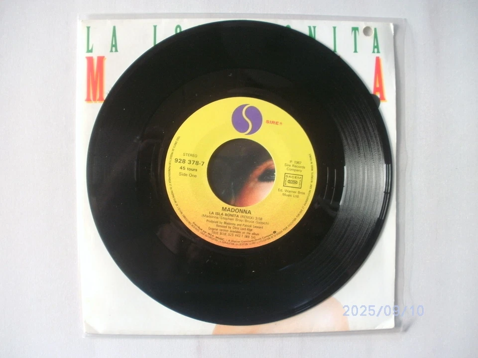 7" Single : Madonna – La Isla Bonita (Remix + instrumental)  1987 - Bild 3 von 3
