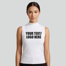 Personalised SF Women High Neck Crop Vest Custom Print Ladies Sleeveless Gym Top