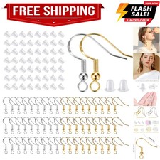 200 PCS/100Pairs 925 Sterling Silver and Gold Earring Hooks,Hypo-allergenic F...