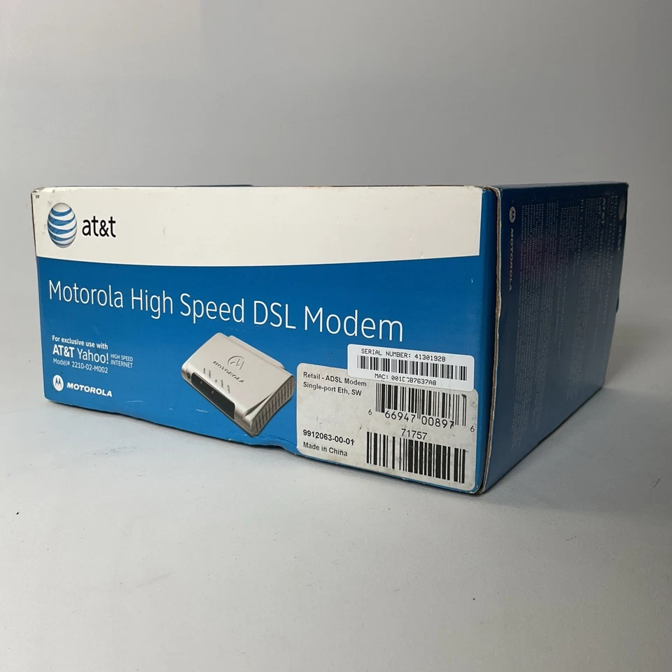 Módem DSL de alta velocidad AT&T Motorola 2210–02-M002 - Caja abierta Foto 2 de 4