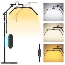 Half Moon Lash Light: Foldable Double Arms 6500K LED Floor Light with Phone H...