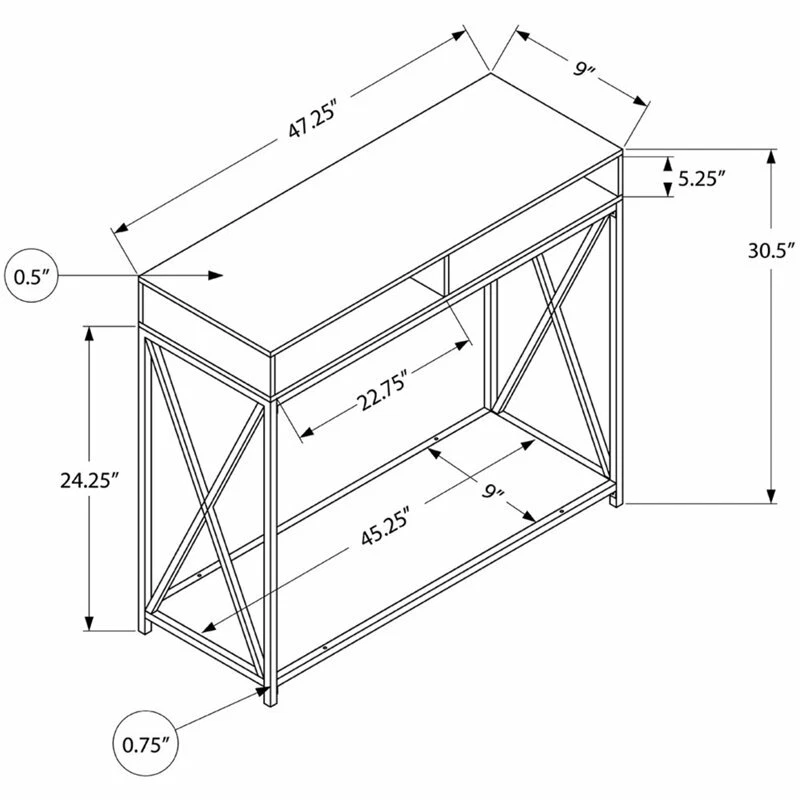 Mesa consola Monarch 48" contemporánea de entrada abierta en espresso y negro Foto 4 de 4