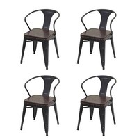 4Er-Set Stuhl Hwc-H10D, Esszimmerstuhl, Metall Kunstleder Gastro, Schwarz-Braun