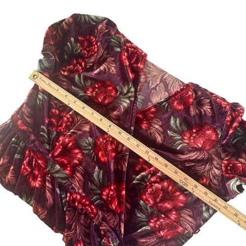 Forever 21 Velvet Wrap Dress Womens Plus Size 3X Red Floral Romantic Fairy - Picture 12 of 13
