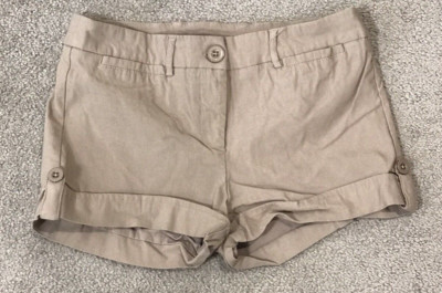Designed By Olivia Khaki Shorts Womens Size Small Stretch Cuffed Button Accents