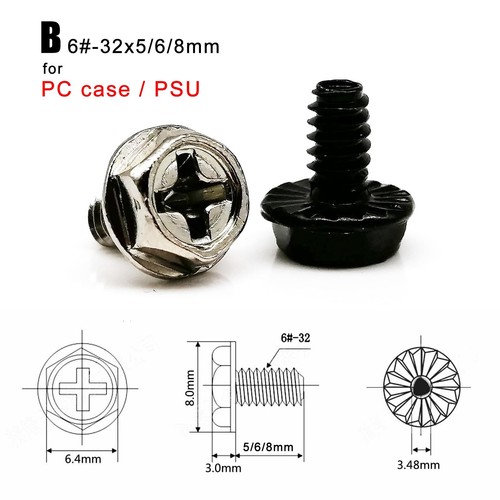50pcs Computer PC Case HDD SSD Phillips Flat Round Head Repair Mount Screw Bolt - Picture 12 of 19