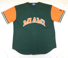 University of Miami Hurricanes Starter Baseball Jersey Shirt XL Green / Orange