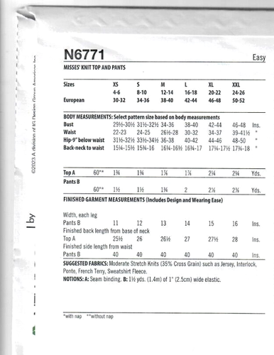 New Look Sewing Pattern 6771 Misses Women Ladies Plus Knit Top and Pants 4-26 - Picture 2 of 4