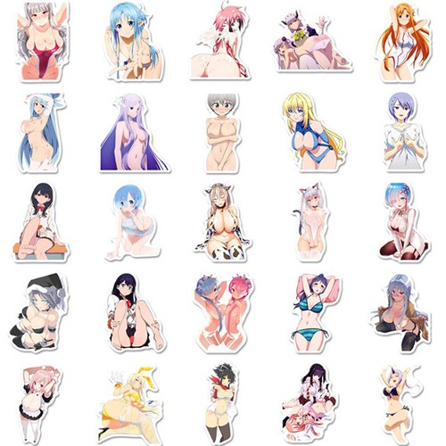 50Pcs Adult Anime Sexy Stickers Suncensored Decals for Laptop Phone Sticker