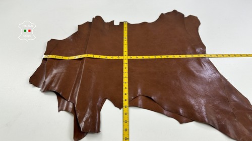BROWN CRINKLED VEGETABLE TAN STRONG Goatskin Leather 2 skins 8sqf 1.0mm #C4224 - Picture 5 of 7