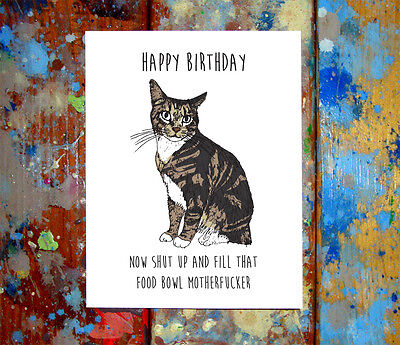 Funny Cat Happy Birthday Greeting Card Cats Cute Kitty Lady Pet Pets Tabby Ebay