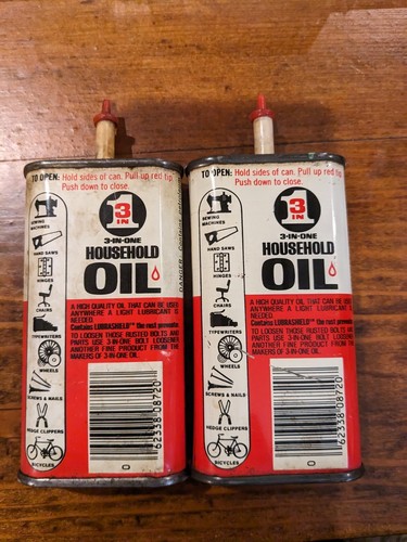 Vintage 3-in-1 Oil Cans Household Oil Orig Caps Empty 3 oz. Decor 5"x2.25" - Picture 4 of 9