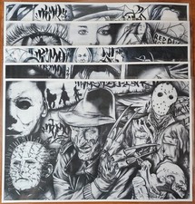 RARE 5 Sheets Vintage, Dark Horror, Halloween, Black Work Tattoo Flash Set 11X17