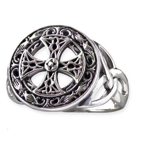 CELTIC CROSS Silber Ring Runen Wikinger Siegel Viking Amulett 925 Keltenkreuz c3 - Picture 1 of 1
