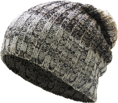 KB Ethos Oversized Cable Knit Slouchy Beanie Winter Hat- Neutral Grays & Browns