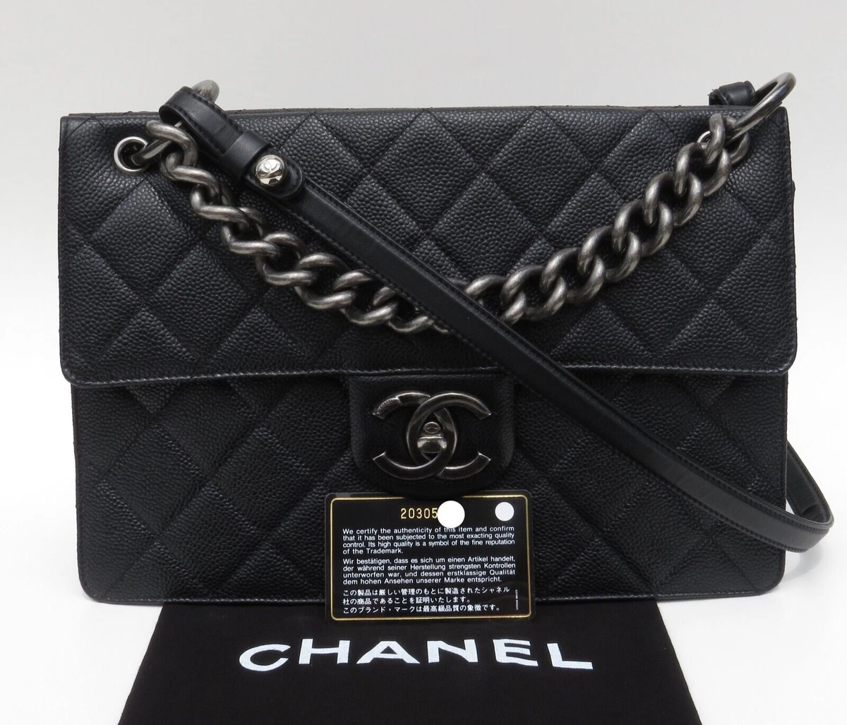 Chanel Classic Bag in White And Black Hardware