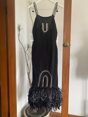 sass and bide Black Crochet Dress With Chain And Raffia Trim 8 | eBay  Australia