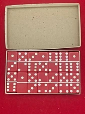 Puremco Marblelike No. 616 Double-Six Standard Red Dominoes in Box
