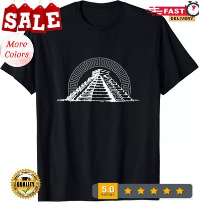 2025/NEW LIMITED Ancient Sacred Mayan Aztec Calendar Pyramid Geometry T-Shirt
