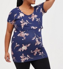 Torrid Plus Floral Maternity Scoopneck Nursing Top, 1X, Blue 