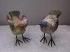 Two Bird Figurines Standing on Metal Legs 5 inches tall