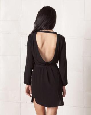 Line & Dot Black Mini Casual Dress Small Womens Low Cut Wrap | eBay