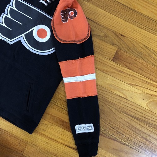 Vintage Distressed Philadelphia Flyers CCM Reebok Hooded Sweatshirt Youth Large - Picture 3 of 10