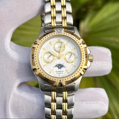 Vintage Casio Marlin Moon Phase Triple Calendar 20 Bar Japan