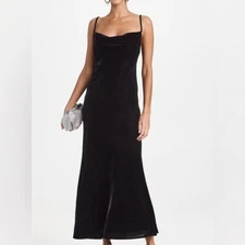 $535 NWT Rhode Jemima Velvet Dress in Black Sz 0