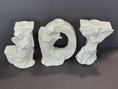 Candle Holders Dicksons JOY Angels Bisque Porcelain Christmas Holiday