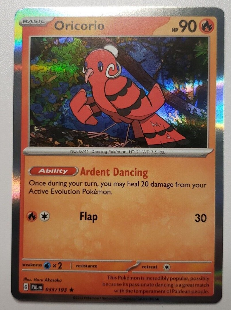 Oricorio Holo Rare Pokemon Card Paldea Evolved 33/193 Fire Type Scarlet & Violet