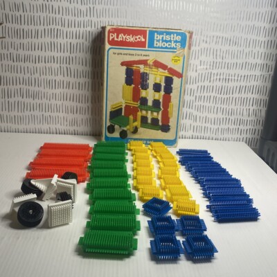 1981 Playskool Bristle Blocks 56-Piece Vintage Toy Set in Original Box 