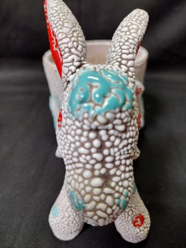 Ceramic Donkey Pulling Cart Planter Italy Lichen Glaze - Picture 6 of 6