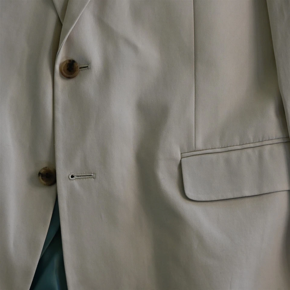 Blazer Abrigo Deportivo Chaqueta Alan River 42R Seda Algodón Beige Caqui Para Hombre Foto 3 de 4