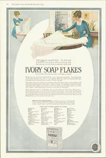 1919 IVORY SOAP FLAKES laundry antique PRINT AD cleans clothing blankets carpets
