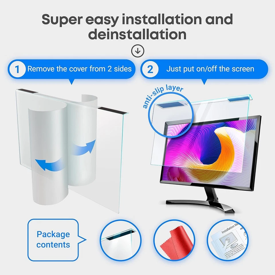 Blue Light Blocking Screen Protector Cover For Desktop PC Monitor 20 inch 2 pk - Image 3 of 4