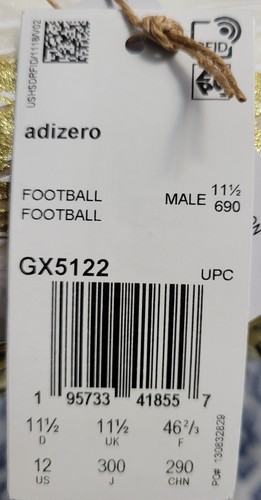Adidas Adizero Fußballstollen gold weiß Herren 12 Primeknit GX5122 Freak Neu - Bild 12 von 12