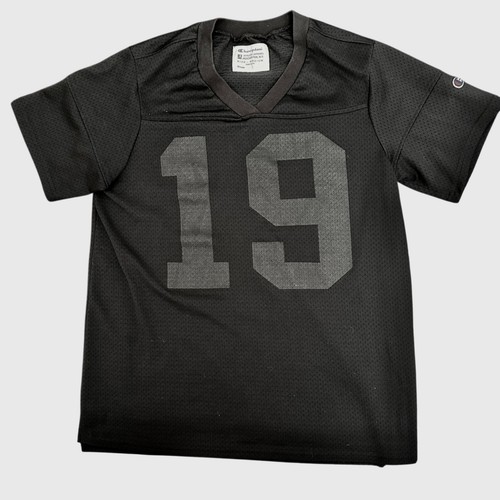 Vintage Champion Fußball Trikot schwarz auf schwarz #19 Herren M Mesh USA Made