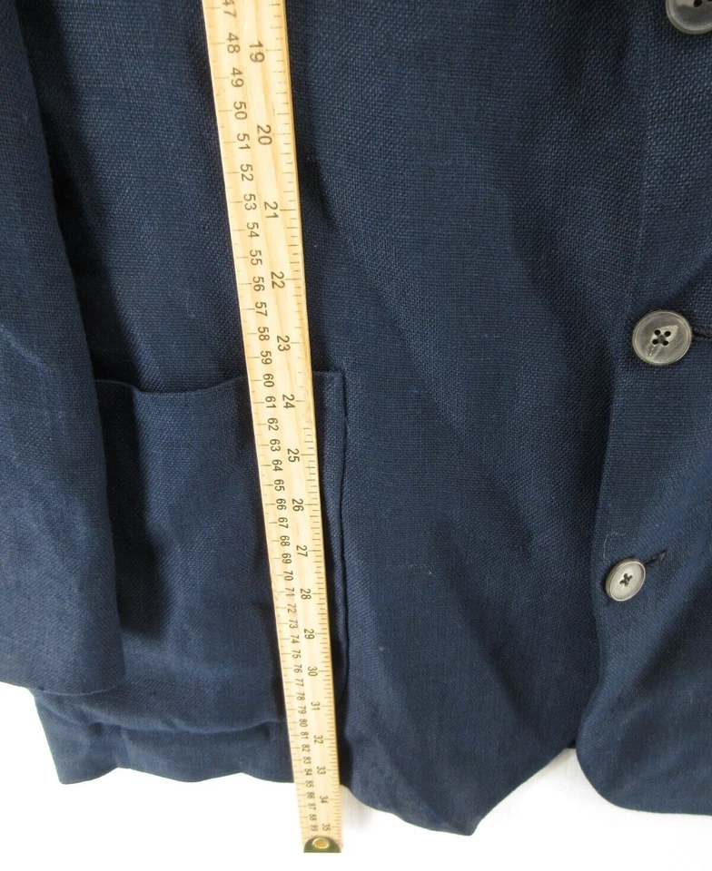 Abrigo Deportivo DE COLECCIÓN Eddie Bauer Hombres 44 Alto Azul AKA Blazer Lino Chaqueta Safari Foto 4 de 4