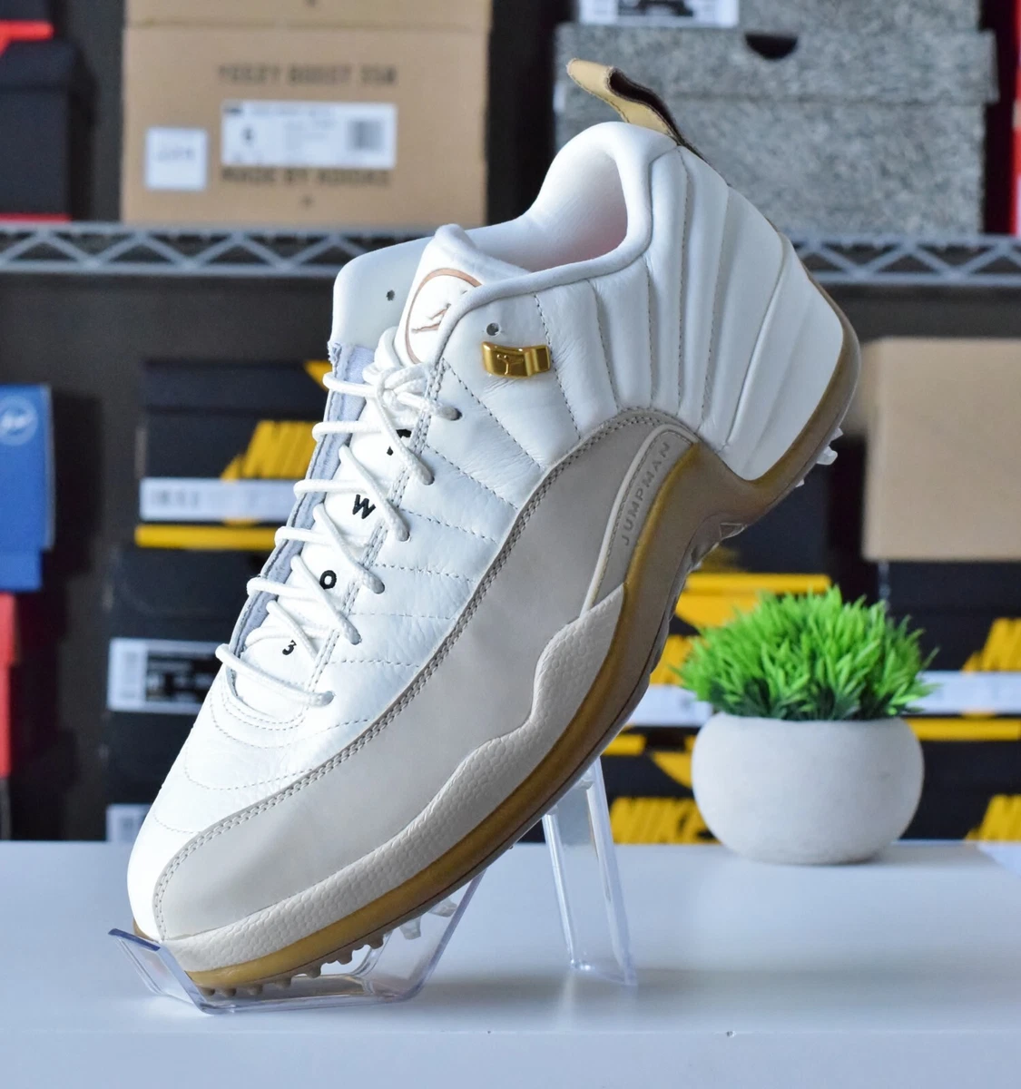Air jordan retro 12 white and gold cheap
