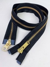 QTY 1 - YKK 10 Brass Parka Two-Way Heavy Duty Metal Jacket Zipper, Black, 35"