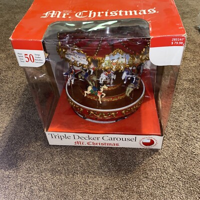 Mr. Christmas TRIPLE DECKER Musical Lighted CAROUSEL Carols
