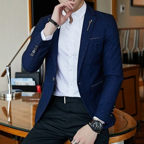Blazer Slim-FIT Men's Casual Suit New Luxury Jacket Fashion Top - Imagen 11 de 22