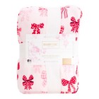 Shabby  chic bows plush Blanket Full/Queen Pink & Red Bows ~ Coquette NEW 90x90