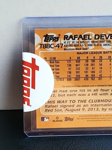 2023 Serie 1 1988 Topps Chrome Mojo rifratto 23/50 Rafael Devers #T88C-47 Auto - Foto 3 di 4