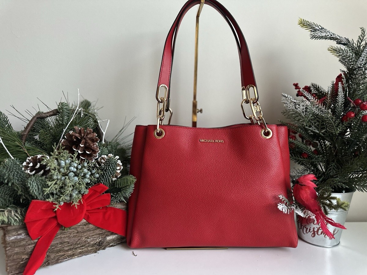 Trisha Red Mk Purse Trisha Medium Pebbled Leather Crossbody Bag